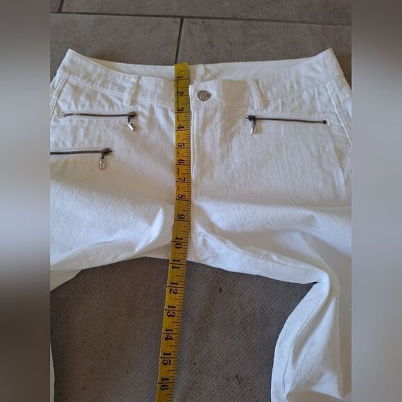 St.John white cotton low-rise trousers with zippers size 4 - Picture 8 of 11